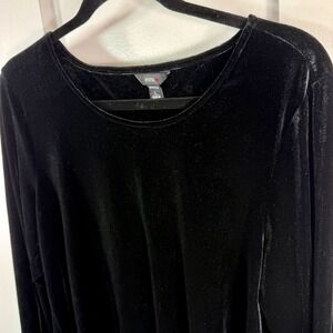Intro Style 42836U Black Velvet Long Sleeve Top Stretch Size L